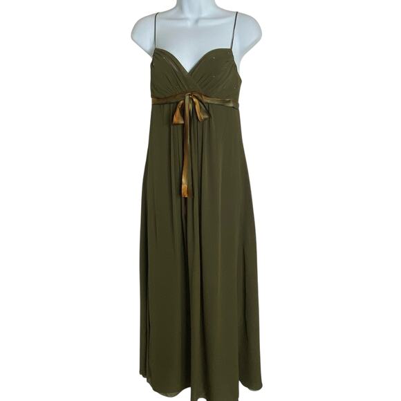 VIntage Betsey Johnson Olive Green Silk Dress Gown Size 2 - Picture 8 of 15